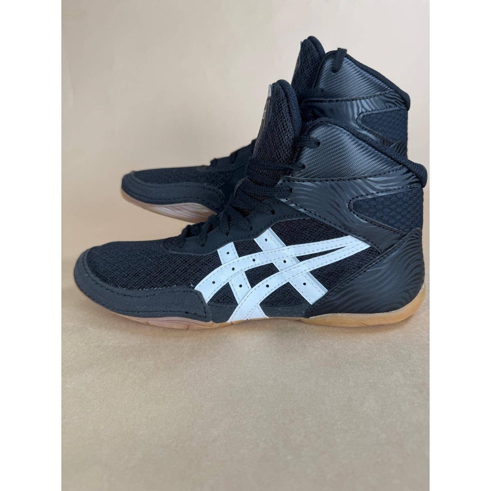Asics Matflex Youth 5.5 Wrestling Shoes Black White Gum Sole